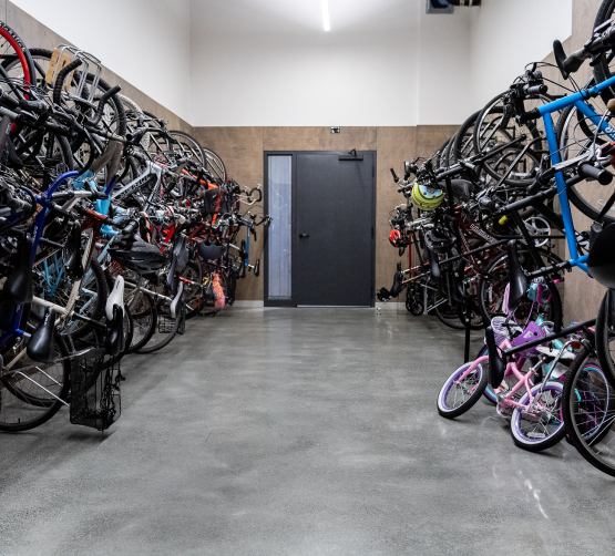 Higby Amenity Space Featuring Secure Bike Storage With Hanging Bike Racks